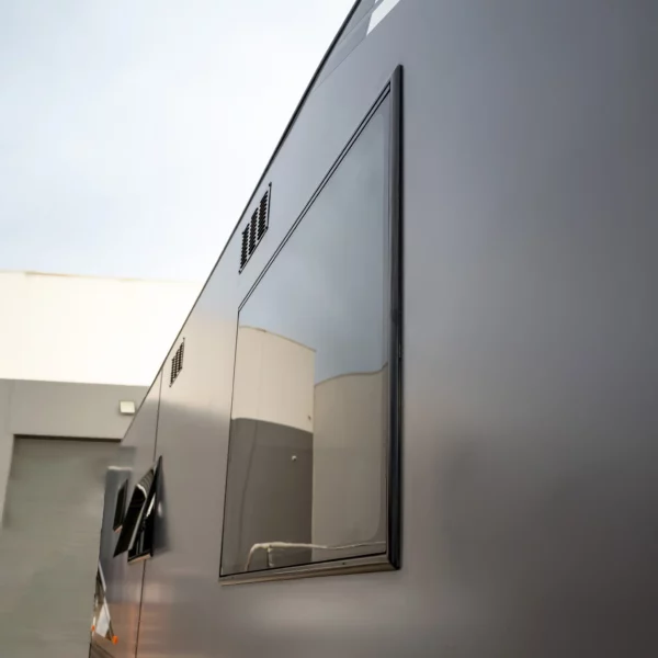 ATRV Square Caravan Window with Integrated Pleated Blind side