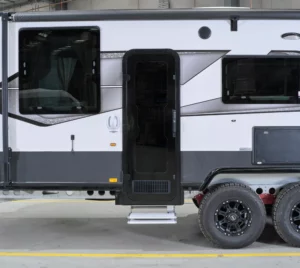 Camec Invictus Caravan Door - Premium Security Door with Integrated Blind closed