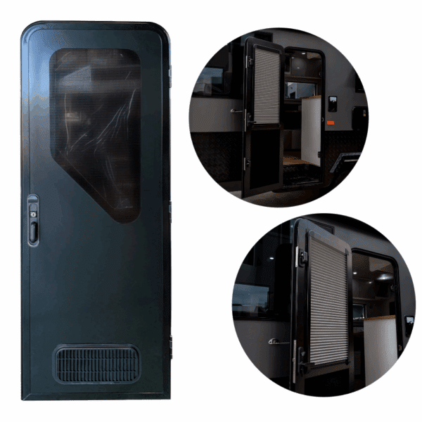 DC Caravan Door with Integrated Pleated Blind LHH or RHH