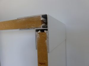 DIY Caravan panel joiners wall sample with glue