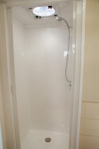 Glideaway Shower Door Screen installed