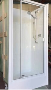 Pivot-shower-door-with -panel-white